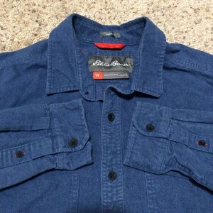Eddie Bauer Mountain Ops Flannel Shirt Heavyweight Chamois Blue
